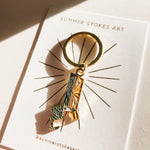 Gold Massachusetts Soft Enamel Keychain 1.5" | Massachusetts Outline Key Ring | Illustrated State Keychain