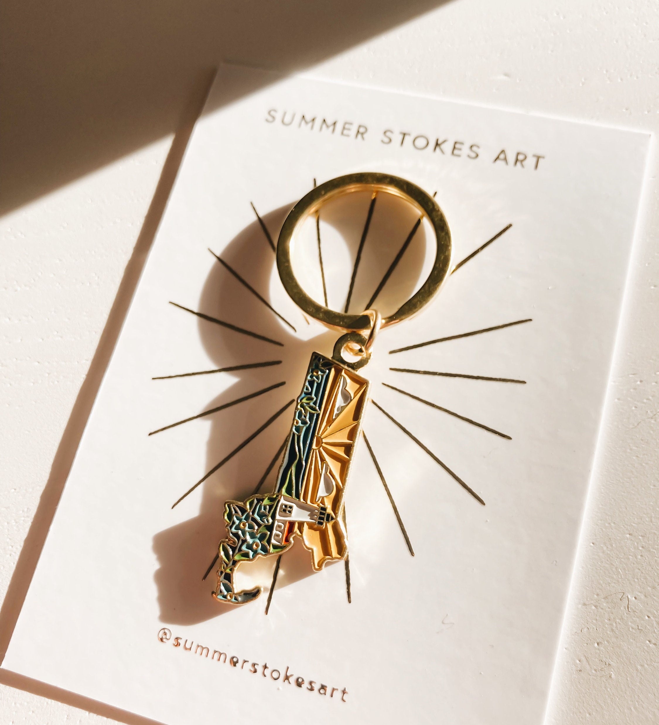 Gold Massachusetts Soft Enamel Keychain 1.5" | Massachusetts Outline Key Ring | Illustrated State Keychain