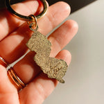 Gold New Jersey Soft Enamel Keychain 1.5" | New Jersey Outline Key Ring | Illustrated State Keychain