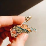 Gold West Virginia Soft Enamel Keychain 1.5" | West Virginia Outline Key Ring | Illustrated State Keychain