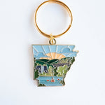 Arkansas Soft Enamel Keychain | Arkansas Outline Key Ring | Illustrated State Keychain 1.5"