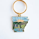 Arkansas Soft Enamel Keychain | Arkansas Outline Key Ring | Illustrated State Keychain 1.5"