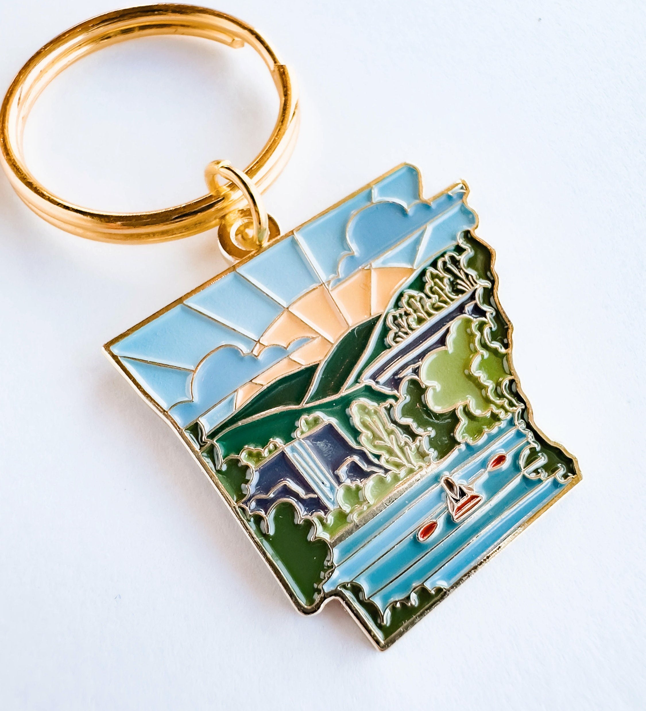 Arkansas Soft Enamel Keychain | Arkansas Outline Key Ring | Illustrated State Keychain 1.5"