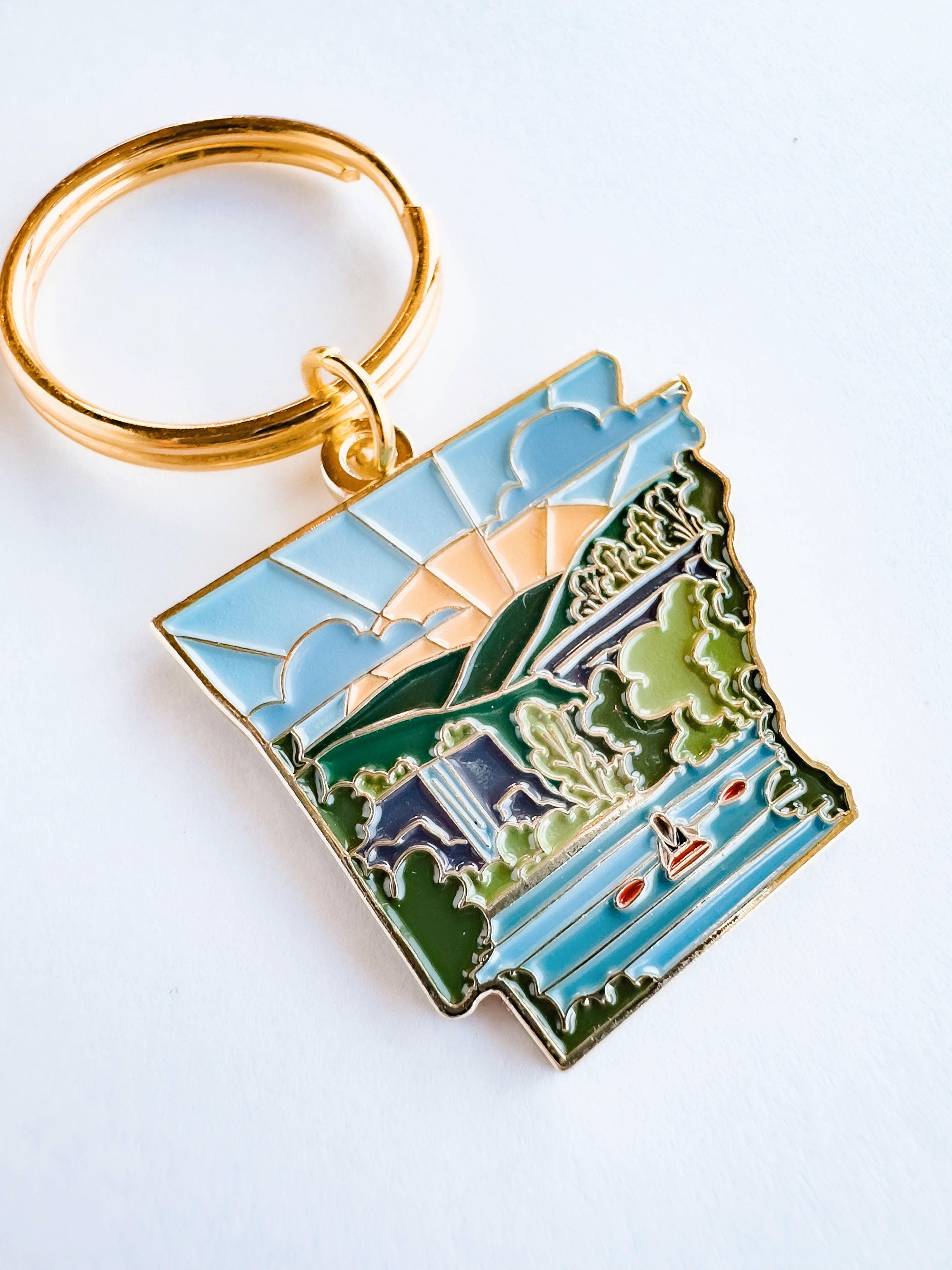 Arkansas Soft Enamel Keychain | Arkansas Outline Key Ring | Illustrated State Keychain 1.5"