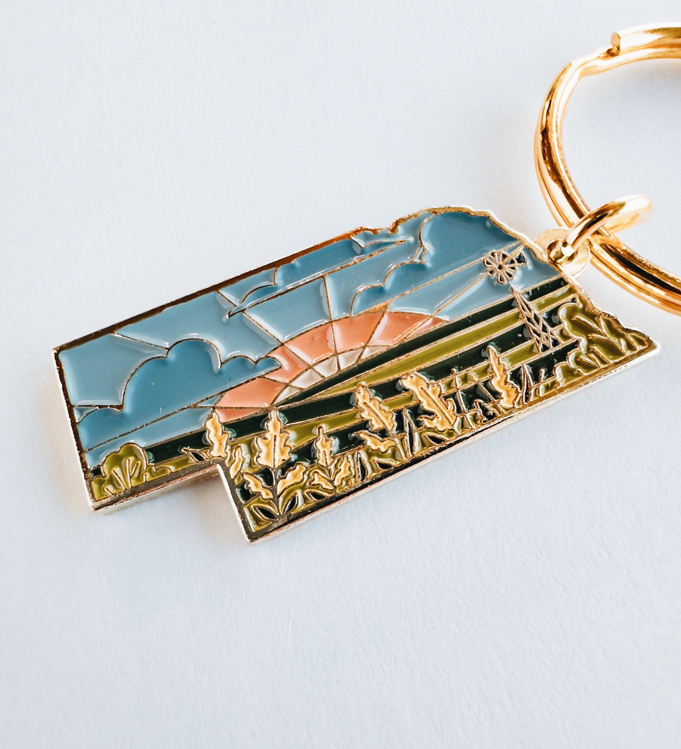 Nebraska Soft Enamel Keychain | Nebraska Outline Key Ring | Illustrated State Keychain 1.5"
