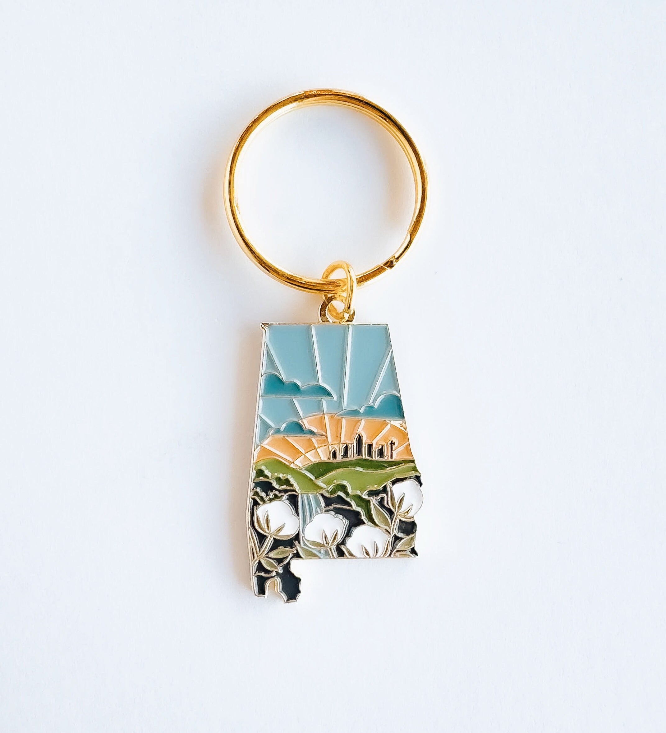 Alabama Soft Enamel Keychain | Alabama Outline Key Ring | Illustrated State Keychain 1.5"