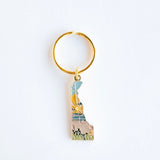Delaware Soft Enamel Keychain | Delaware Outline Key Ring | Illustrated State Keychain 1.5"