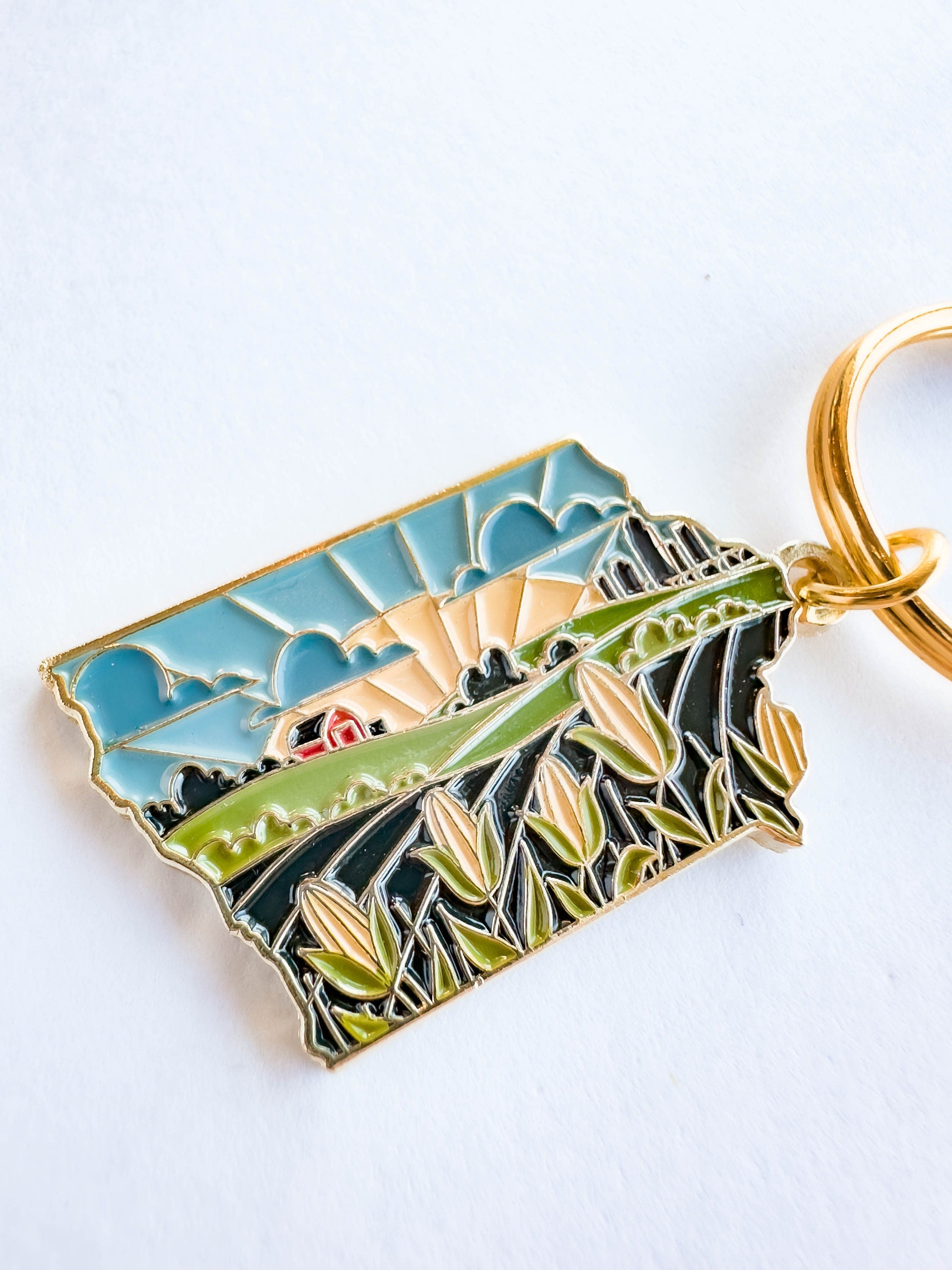 Iowa Soft Enamel Keychain | Iowa Outline Key Ring | Illustrated State Keychain 1.5"