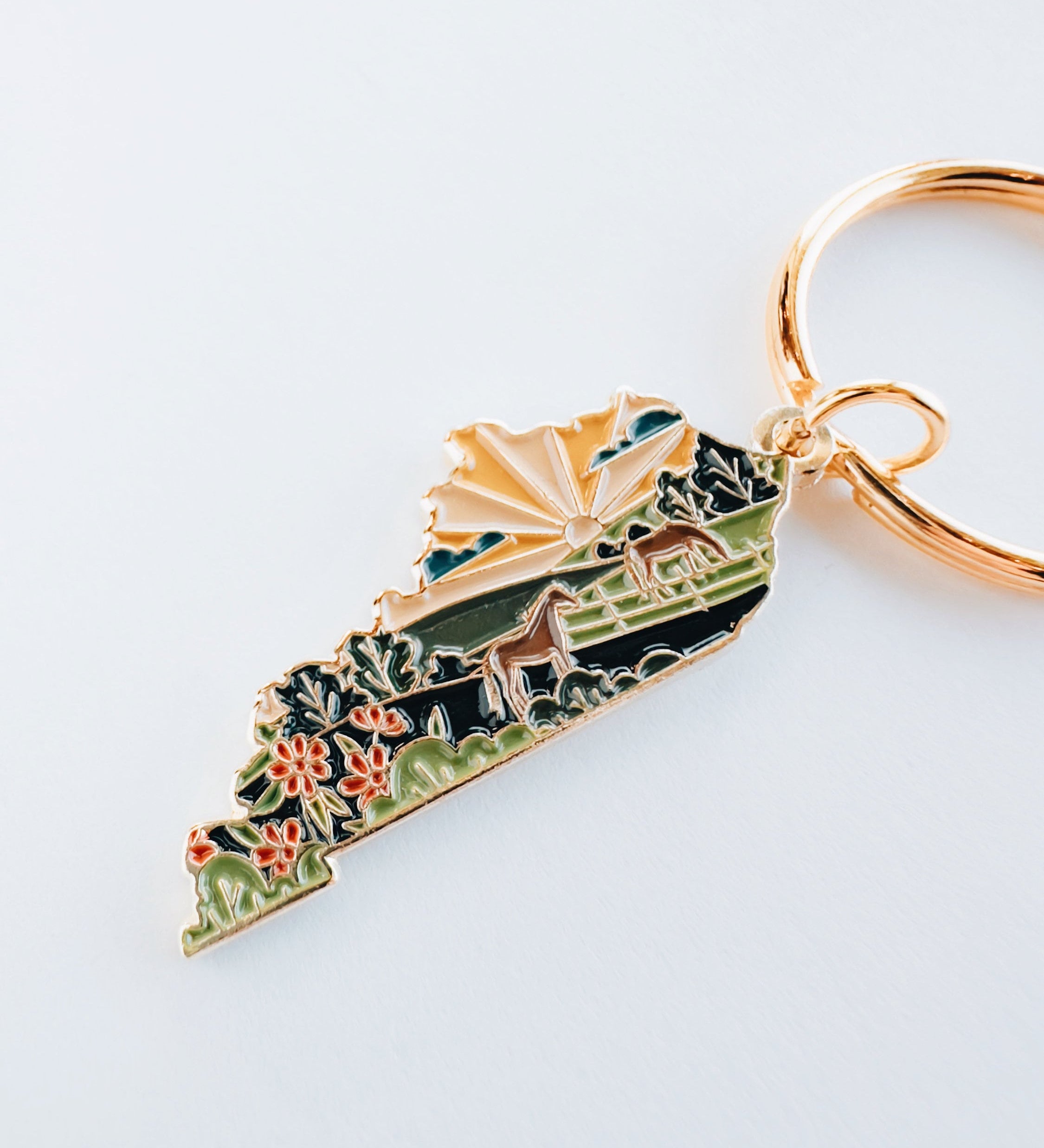 Kentucky Soft Enamel Keychain | Kentucky Outline Key Ring | Illustrated State Keychain 1.5"