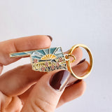 Oklahoma Soft Enamel Keychain | Oklahoma Outline Key Ring | Illustrated State Keychain 1.5"