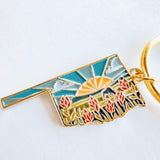 Oklahoma Soft Enamel Keychain | Oklahoma Outline Key Ring | Illustrated State Keychain 1.5"