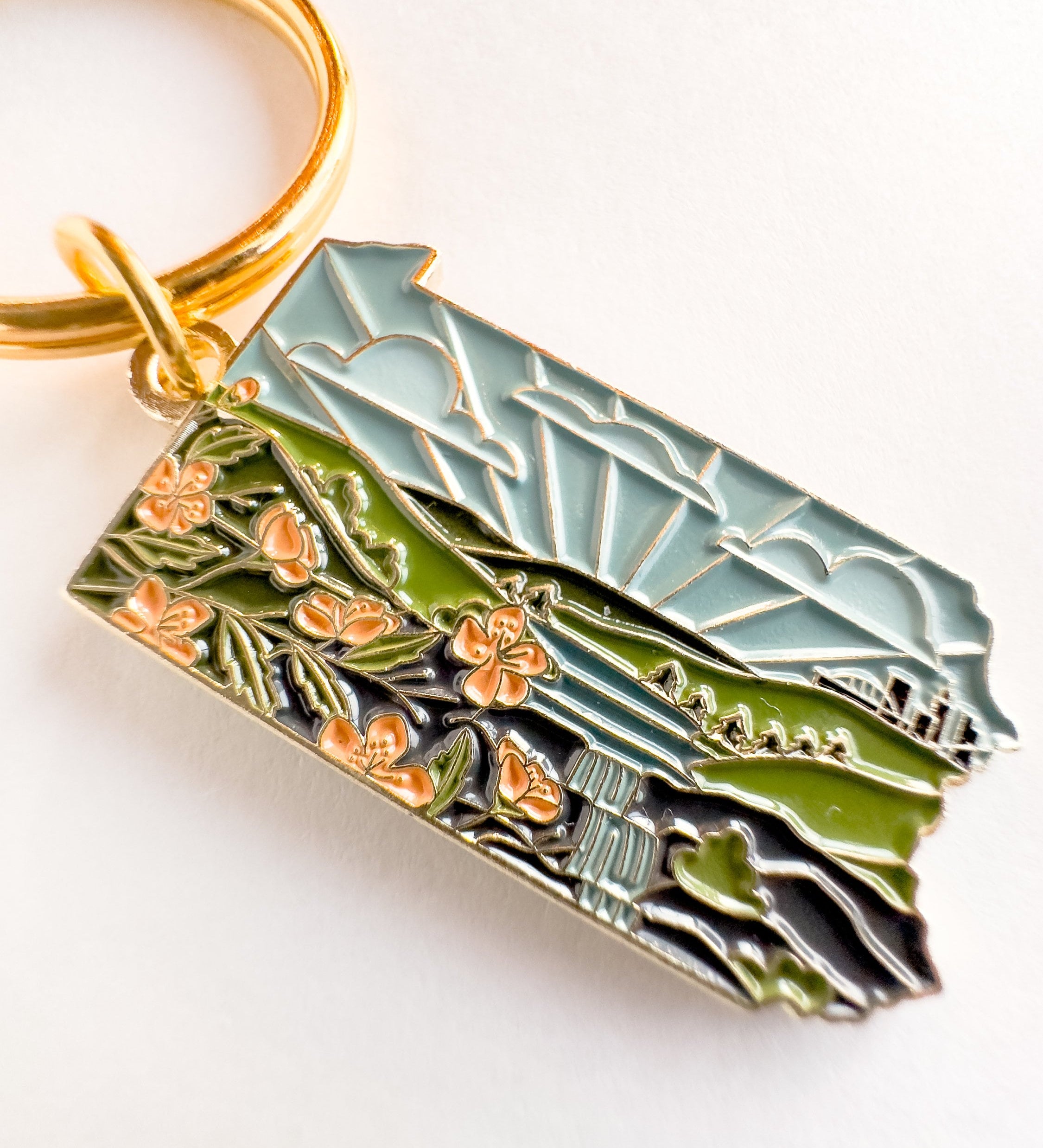 Pennsylvania Soft Enamel Keychain | Washington Outline Key Ring | Illustrated State Keychain 1.5"