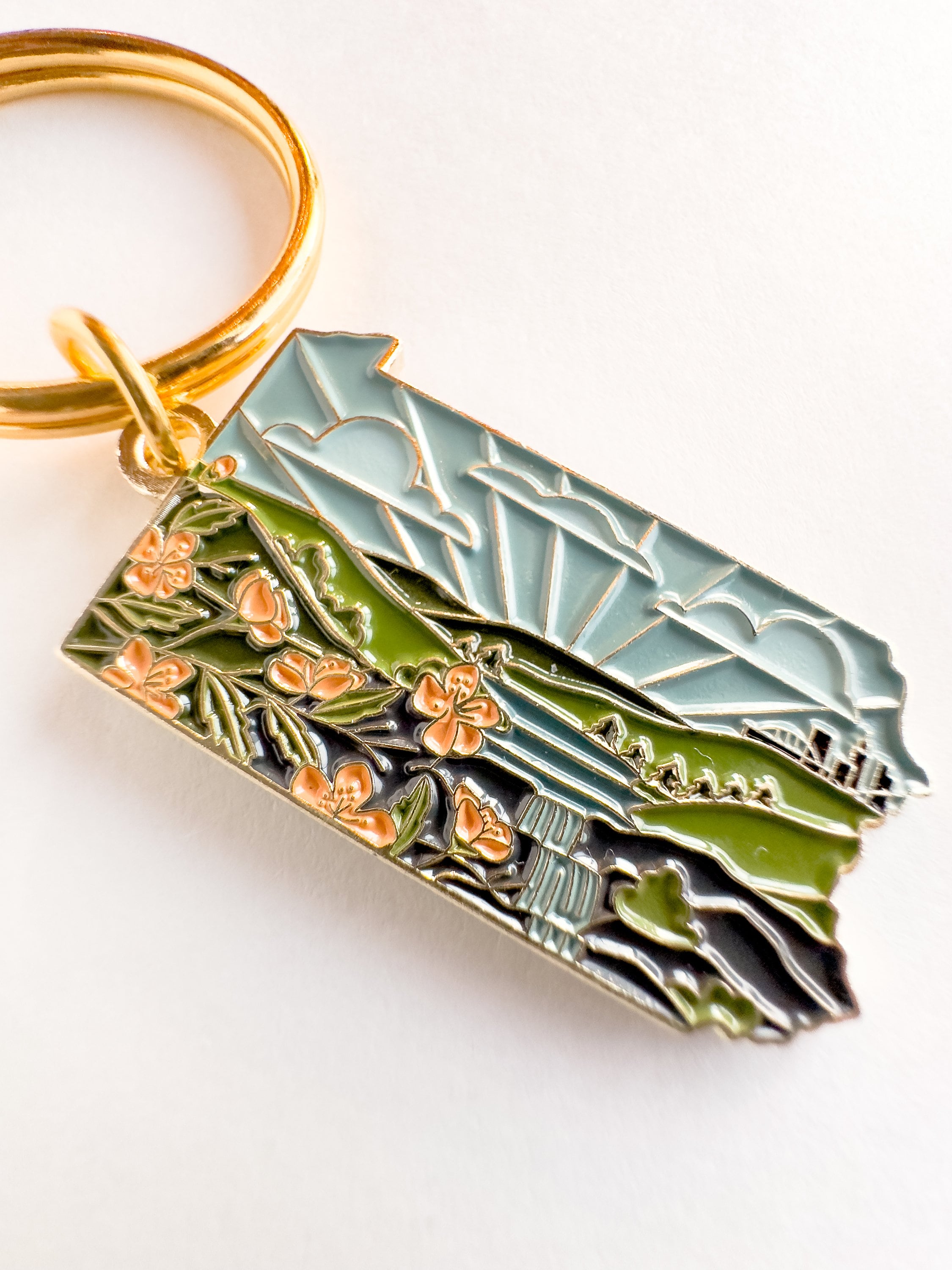 Pennsylvania Soft Enamel Keychain | Washington Outline Key Ring | Illustrated State Keychain 1.5"