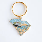 South Carolina Soft Enamel Keychain | South Carolina Outline Key Ring | Illustrated State Keychain 1.5"