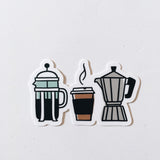 Coffee Weatherproof, Durable Sticker | Vinyl Decal | Waterbottle Sticker | Laptop decal | Coffee Lover Gift | French Press Sticker