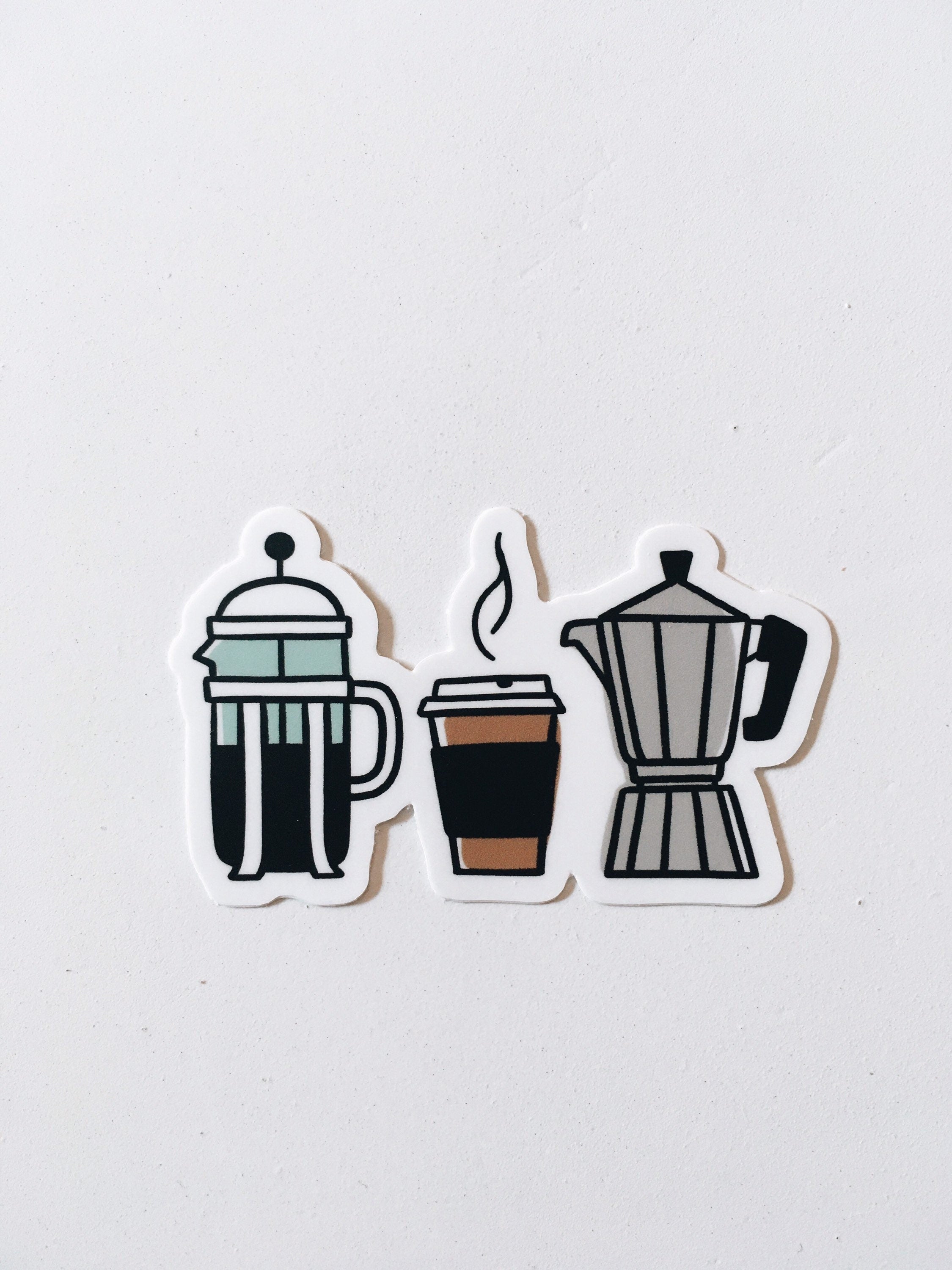 Coffee Weatherproof, Durable Sticker | Vinyl Decal | Waterbottle Sticker | Laptop decal | Coffee Lover Gift | French Press Sticker