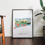 Connecticut Physical Art Print | State Wall Art | 5x7, 8x10, 11x14, 16x20 Archival Art Print | Connecticut Illustrated Poster