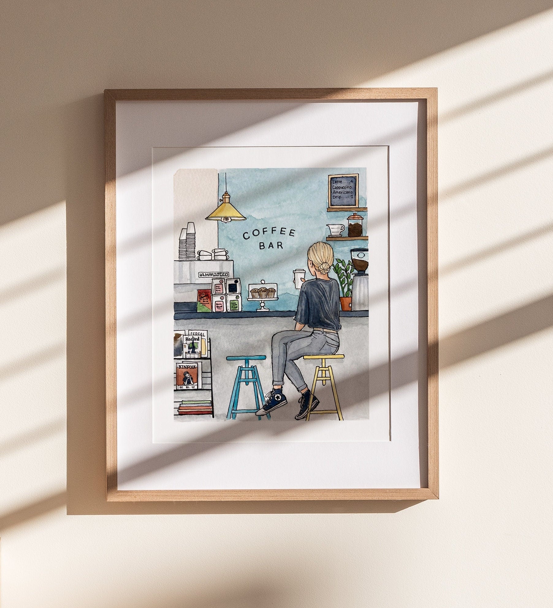 Coffee Shop Print | Watercolor Coffee Art Print | Illustrated Coffee Poster | Coffee Bar Art | Coffee Lovers Gift | Scandinavian Kitchen