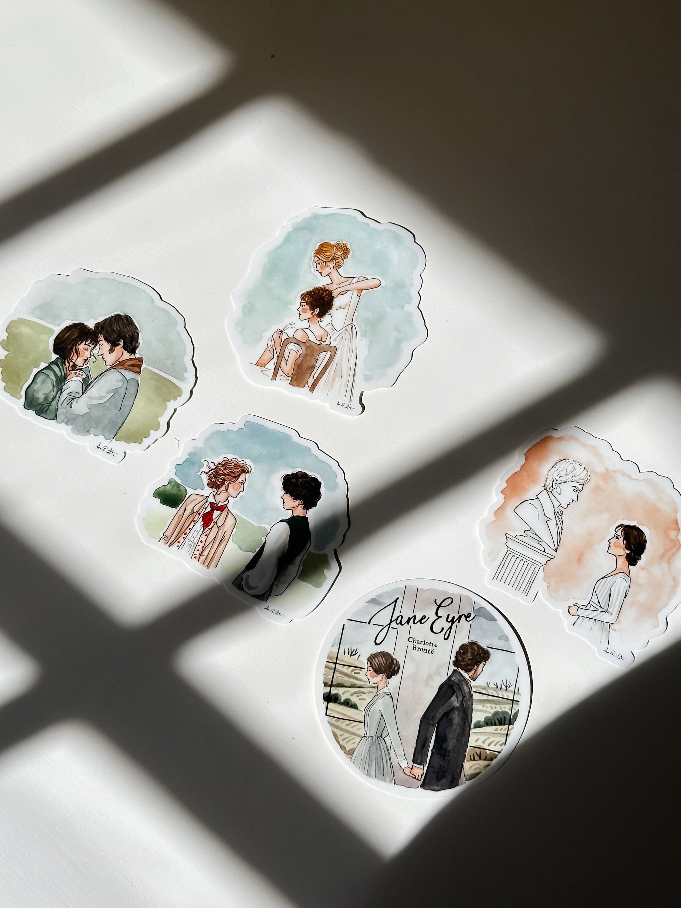 Literary Watercolor Sticker | Pride & Prejudice Sticker | Jane Eyre | Little Women | Watercolor Illustration | Book Lover Gift | Book Art