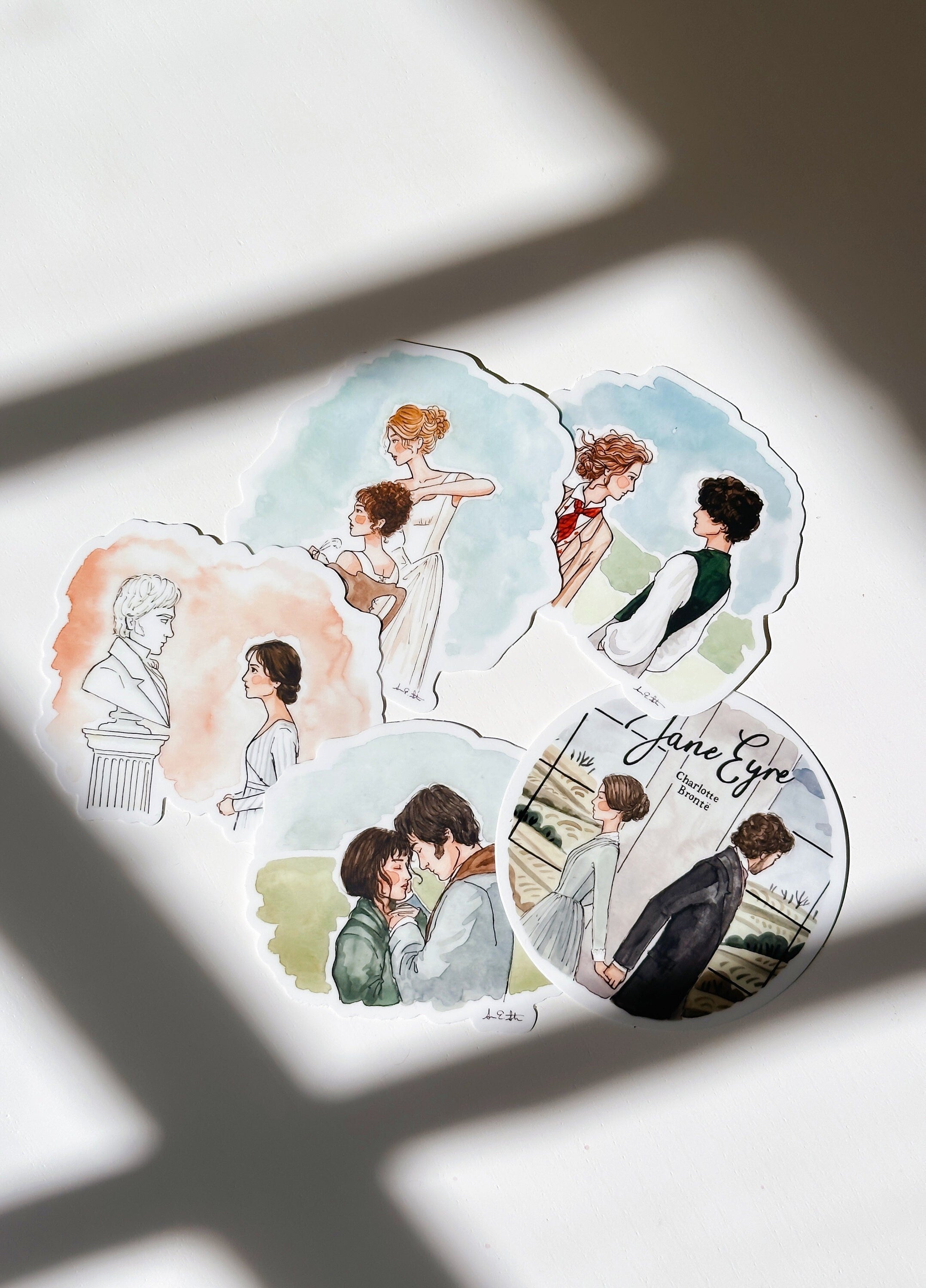 Literary Watercolor Sticker | Pride & Prejudice Sticker | Jane Eyre | Little Women | Watercolor Illustration | Book Lover Gift | Book Art