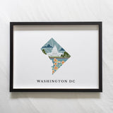 Washington DC Physical Art Print | State Wall Art | 5x7, 8x10, 11x14, 16x20 Archival Art Print | DC Illustrated Poster