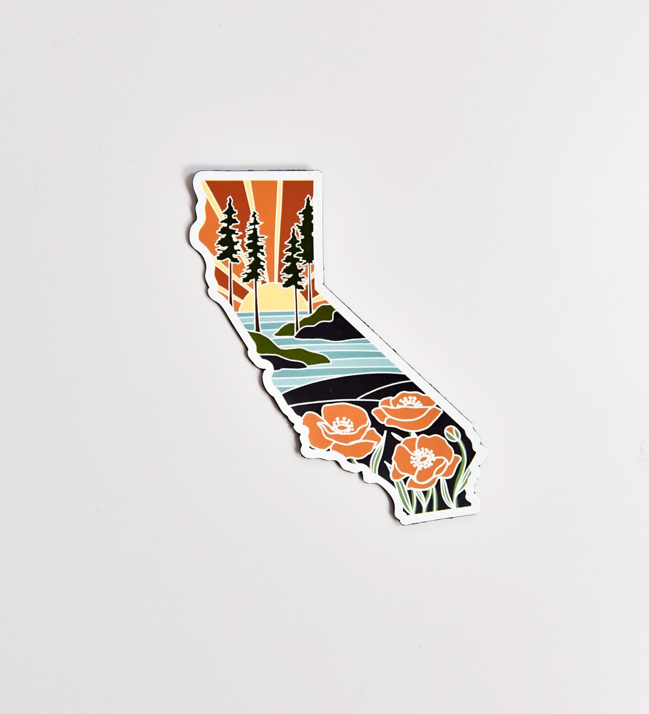 California Car Magnet | Weatherproof State Magnet | Outdoorsy Magnet | California Gift | United States Magnet | Fridge Magnet