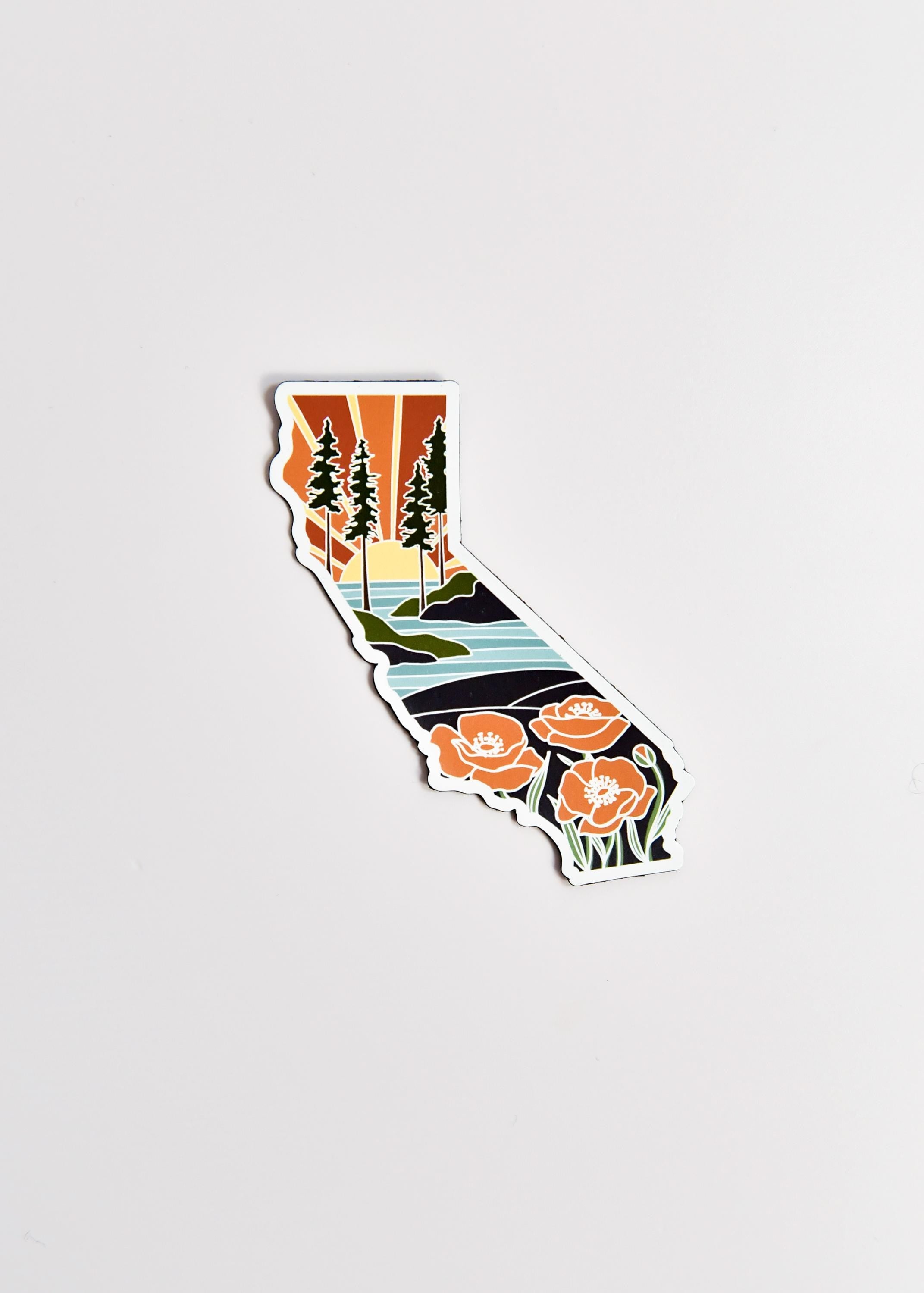 California Car Magnet | Weatherproof State Magnet | Outdoorsy Magnet | California Gift | United States Magnet | Fridge Magnet