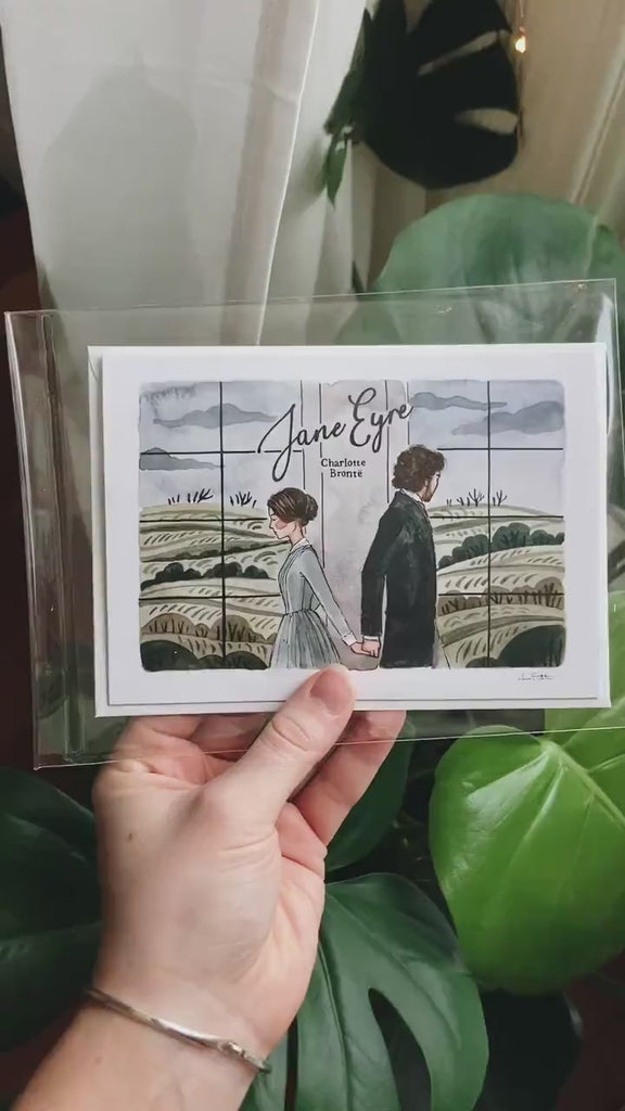 Jane Eyre Greeting Card | Charlotte Bronte Watercolor | Blank Stationary | Literary Greeting Card | Jane and Rochester | Individual Card