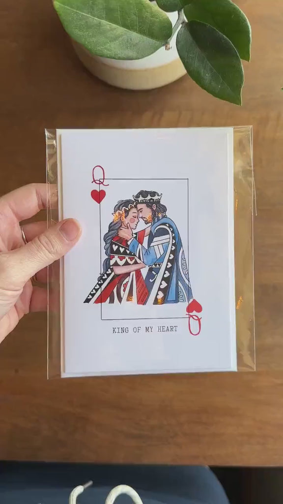 King/Queen Of My Heart Greeting Card | Valentines Day Card | Love | Cards for him | Cards for her | Playing cards | Watercolor Illustrated