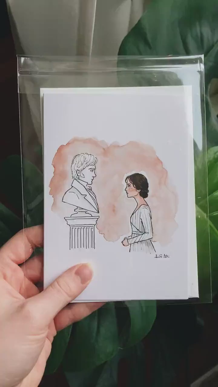 Pride & Prejudice Greeting Card | Jane Austen Watercolor | Blank Stationary | Literary Greeting Card | Elizabeth and Darcy | Individual Card