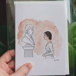 Pride & Prejudice Greeting Card | Jane Austen Watercolor | Blank Stationary | Literary Greeting Card | Elizabeth and Darcy | Individual Card