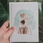 Pride & Prejudice Jane and Lizzie Greeting Card | Jane Austen Watercolor | Blank Stationary | Literary Greeting Card | Individual Card