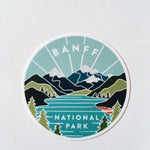 Banff Weatherproof Sticker | Durable, Outdoor Vinyl Decal | Illustrated Banff National Park | Canada | Outdoor Sticker | Outdoorsy Gift