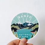 Banff Weatherproof Sticker | Durable, Outdoor Vinyl Decal | Illustrated Banff National Park | Canada | Outdoor Sticker | Outdoorsy Gift