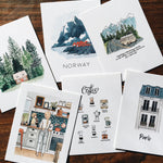 Illustrated Postcard Variety Set | Set of 6 Mix & Match | Watercolor Postcards | Mini Art Prints | Illustrated Stationary