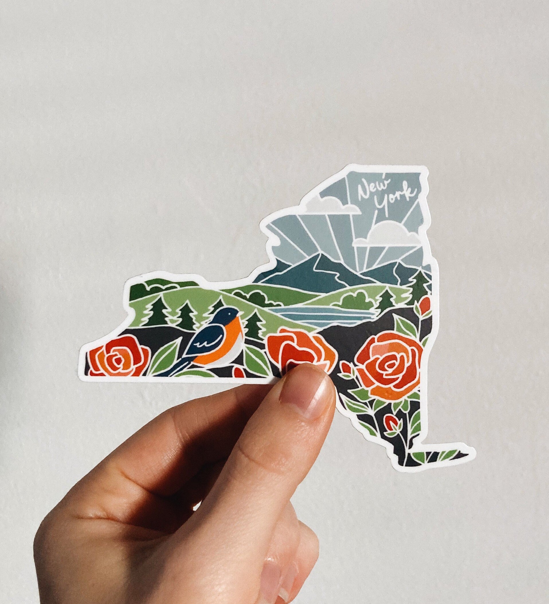 New York Rose Durable Sticker | High Quality Bumper Sticker | United States Vinyl Decal | Weatherproof Sticker | Water Bottle Sticker | 4"