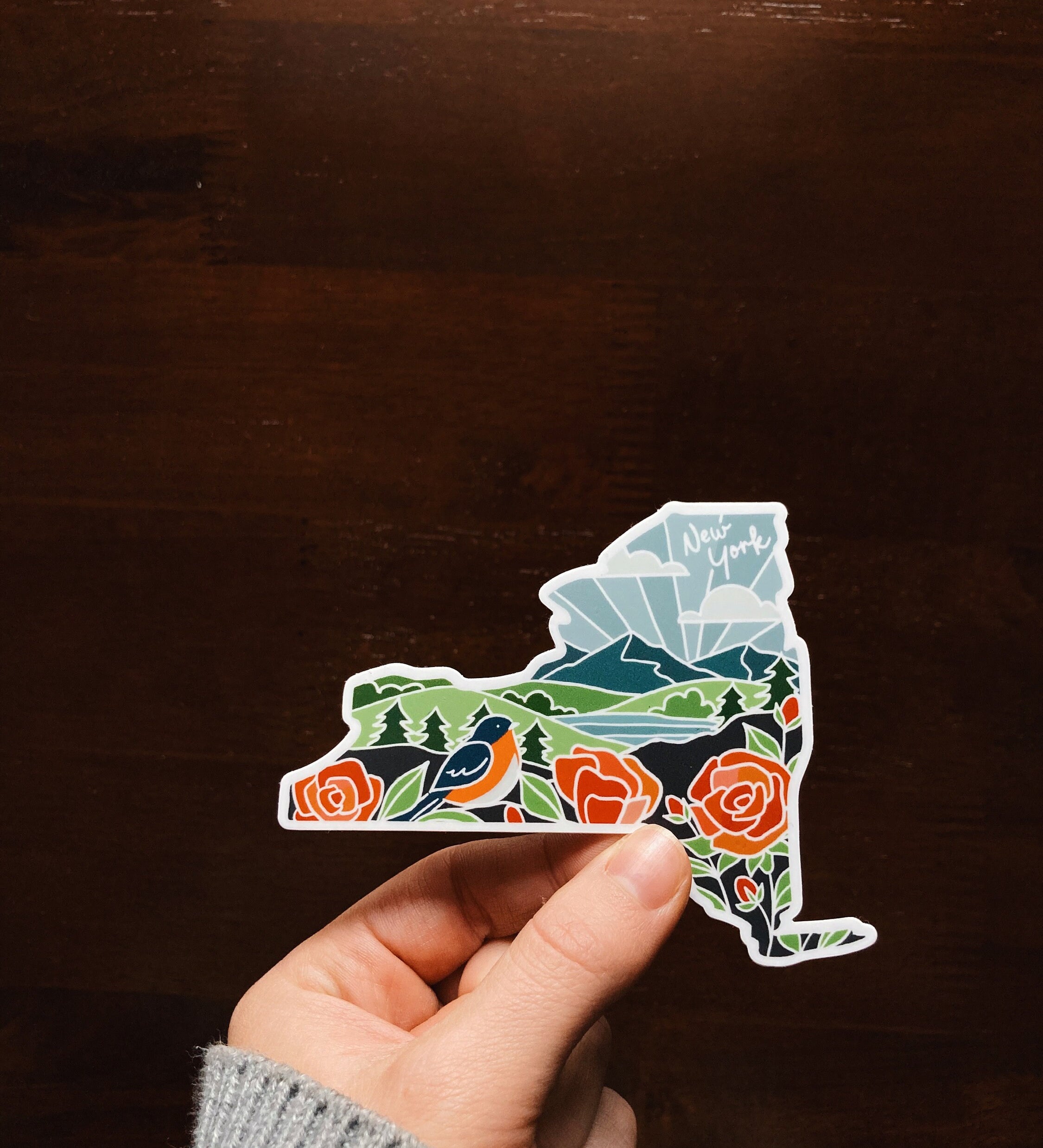 New York Rose Durable Sticker | High Quality Bumper Sticker | United States Vinyl Decal | Weatherproof Sticker | Water Bottle Sticker | 4"