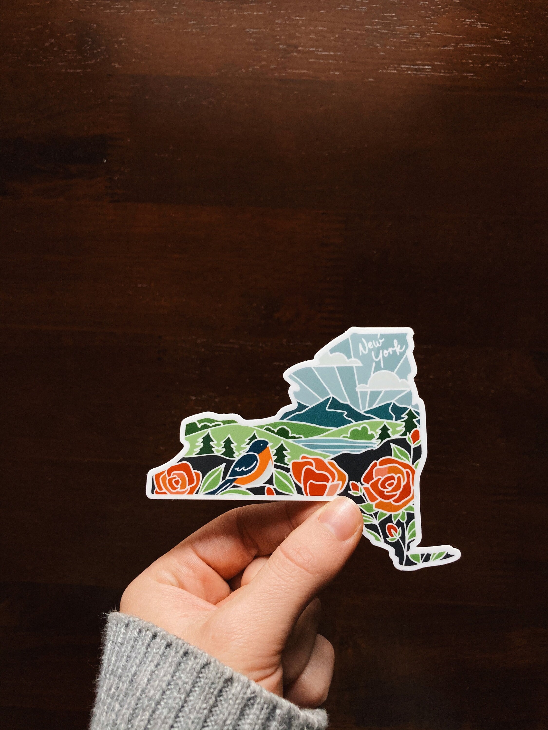 New York Rose Durable Sticker | High Quality Bumper Sticker | United States Vinyl Decal | Weatherproof Sticker | Water Bottle Sticker | 4"