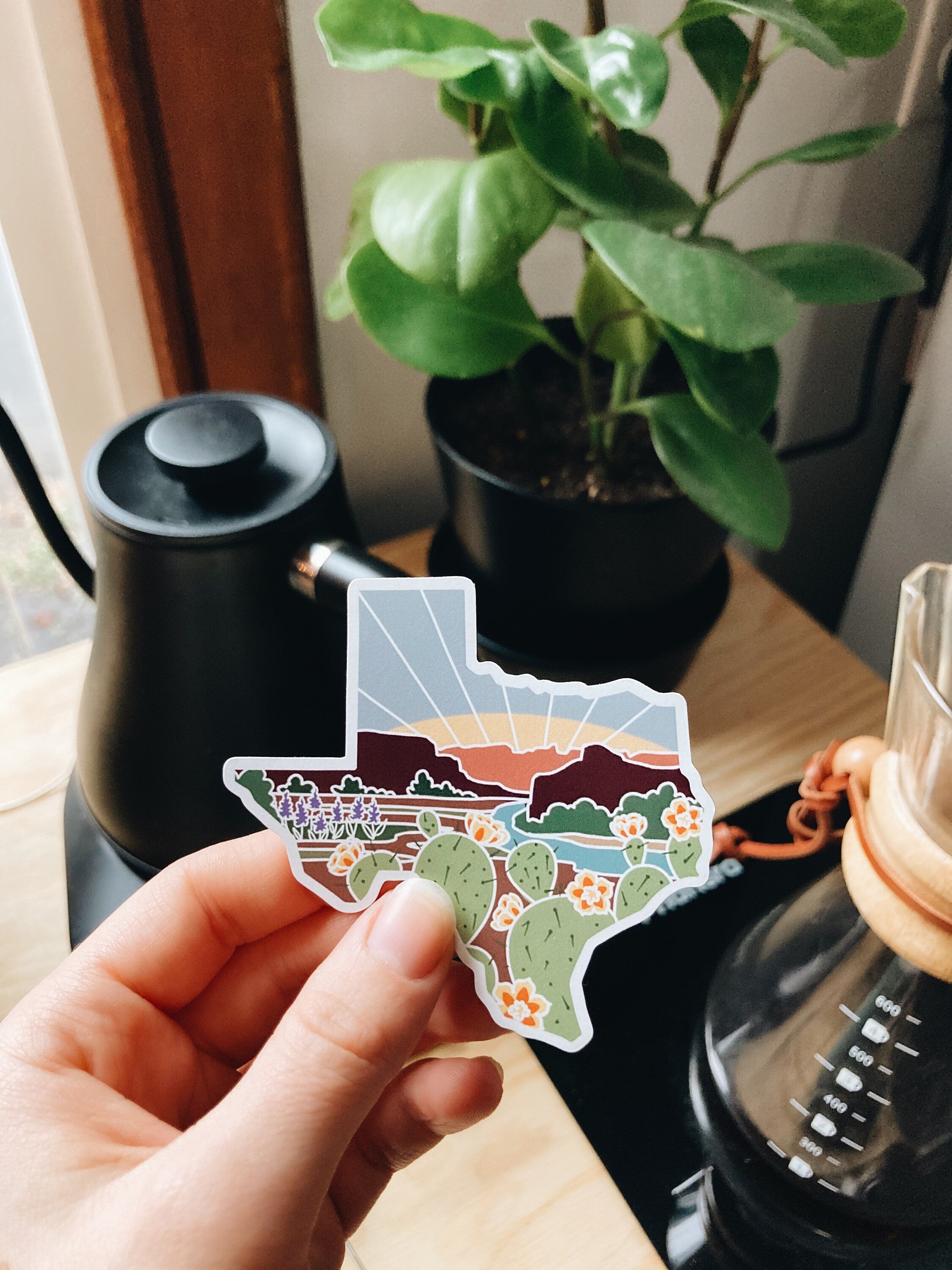 Texas Car Magnet | Illustrated Weatherproof State Magnet | Outdoorsy Magnet | Texas Gift | Car Magnet | Fridge Magnet