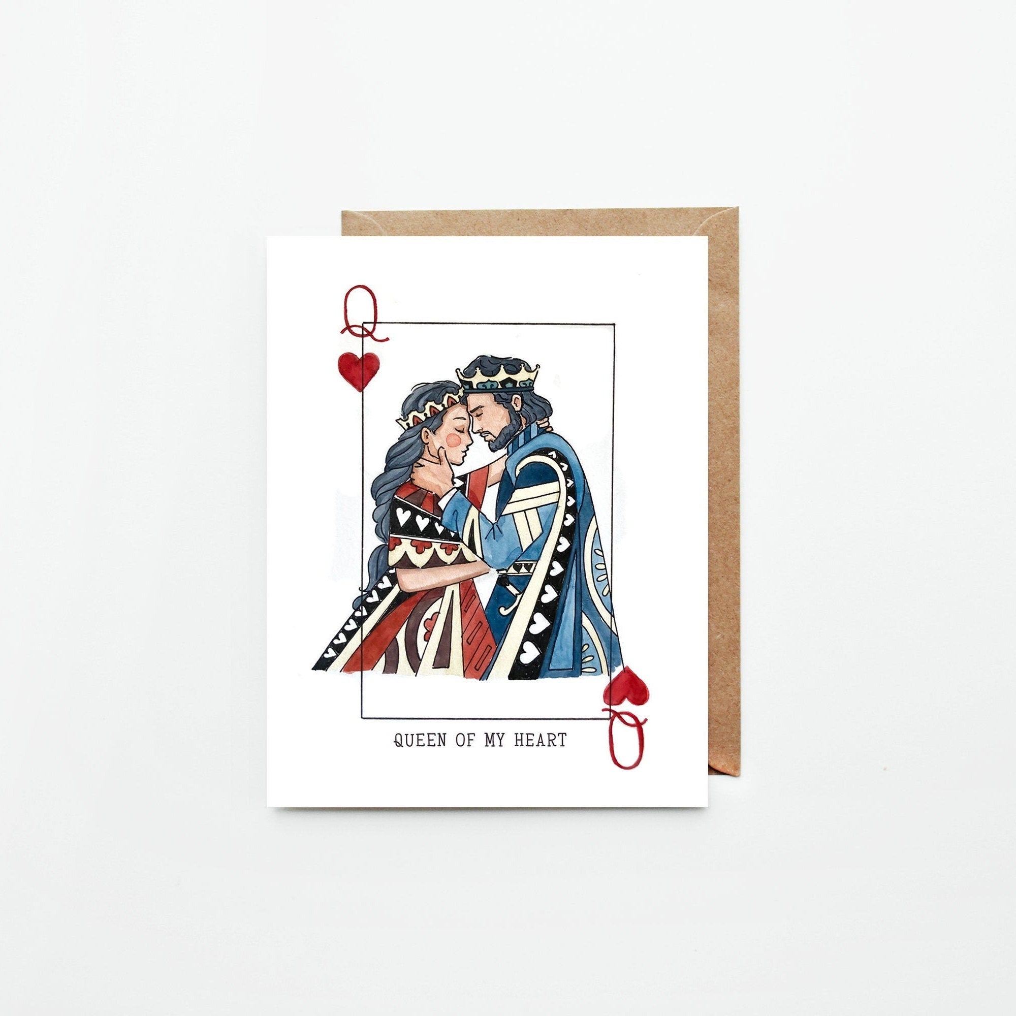 King/Queen Of My Heart Greeting Card | Valentines Day Card | Love | Cards for him | Cards for her | Playing cards | Watercolor Illustrated