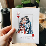 King/Queen Of My Heart Greeting Card | Valentines Day Card | Love | Cards for him | Cards for her | Playing cards | Watercolor Illustrated