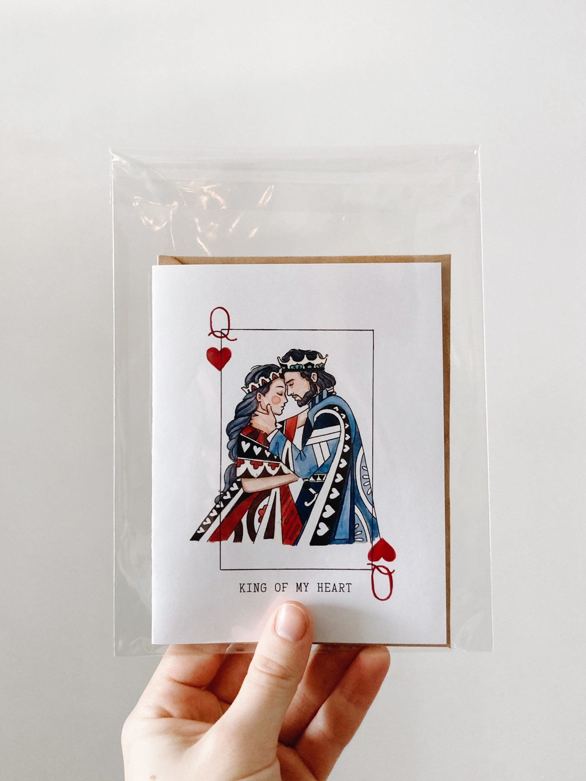 King/Queen Of My Heart Greeting Card | Valentines Day Card | Love | Cards for him | Cards for her | Playing cards | Watercolor Illustrated