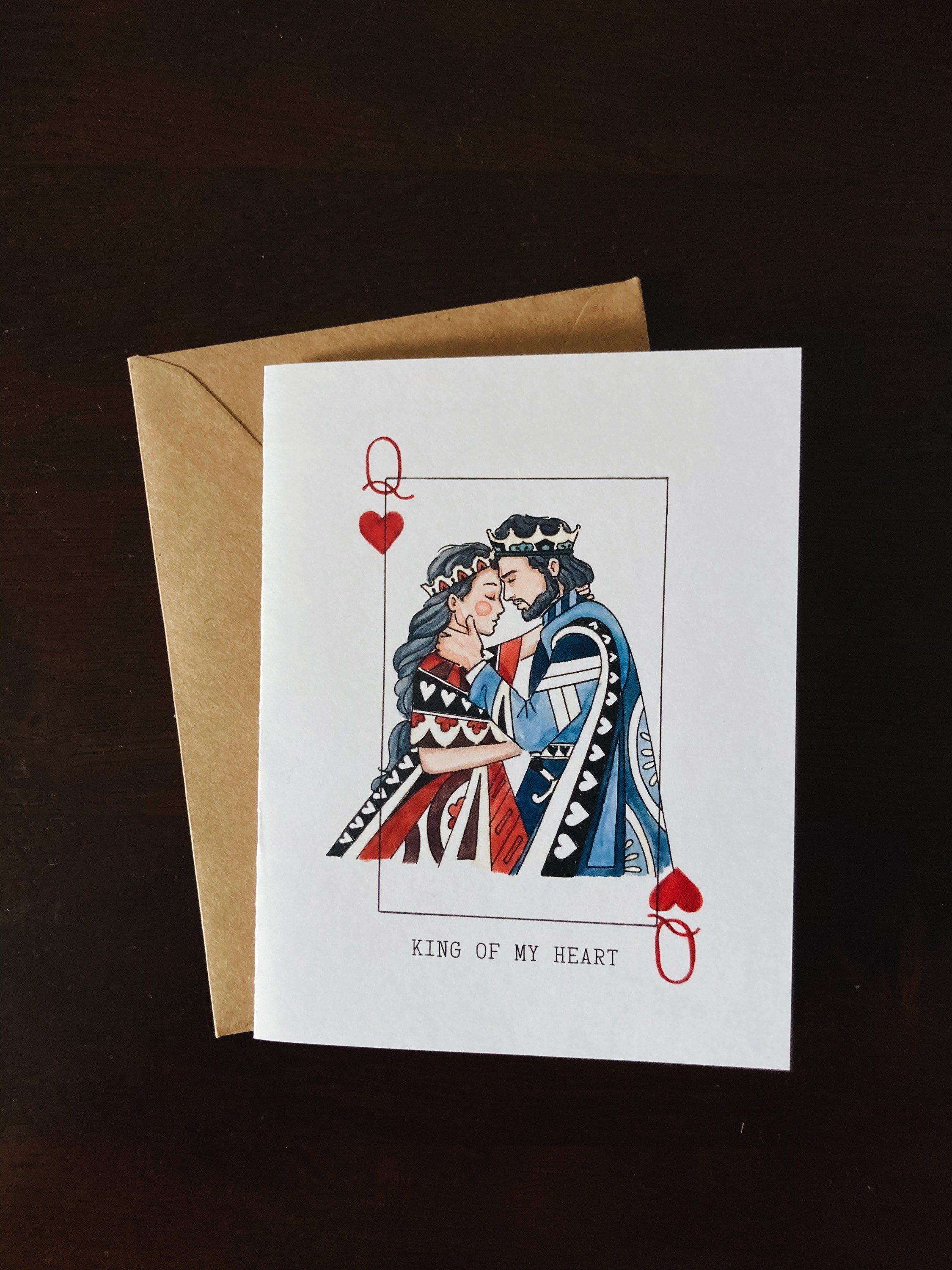 King/Queen Of My Heart Greeting Card | Valentines Day Card | Love | Cards for him | Cards for her | Playing cards | Watercolor Illustrated