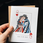 King/Queen Of My Heart Greeting Card | Valentines Day Card | Love | Cards for him | Cards for her | Playing cards | Watercolor Illustrated