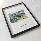 Oregon Art Print | State Wall Art | 5x7, 8x10, 11x14, 16x20 Archival Art Print | OR Outline Poster | Oregon Illustration