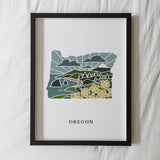 Oregon Art Print | State Wall Art | 5x7, 8x10, 11x14, 16x20 Archival Art Print | OR Outline Poster | Oregon Illustration