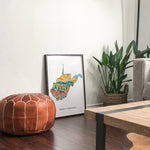 West Virginia Physical Art Print | State Wall Art | 5x7, 8x10, 11x14, 16x20 Archival Art Print | West Virginia Illustrated Poster