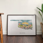 Oklahoma Physical Art Print | State Wall Art | 5x7, 8x10, 11x14, 16x20 Archival Art Print | Oklahoma Illustrated Poster
