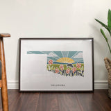 Oklahoma Physical Art Print | State Wall Art | 5x7, 8x10, 11x14, 16x20 Archival Art Print | Oklahoma Illustrated Poster