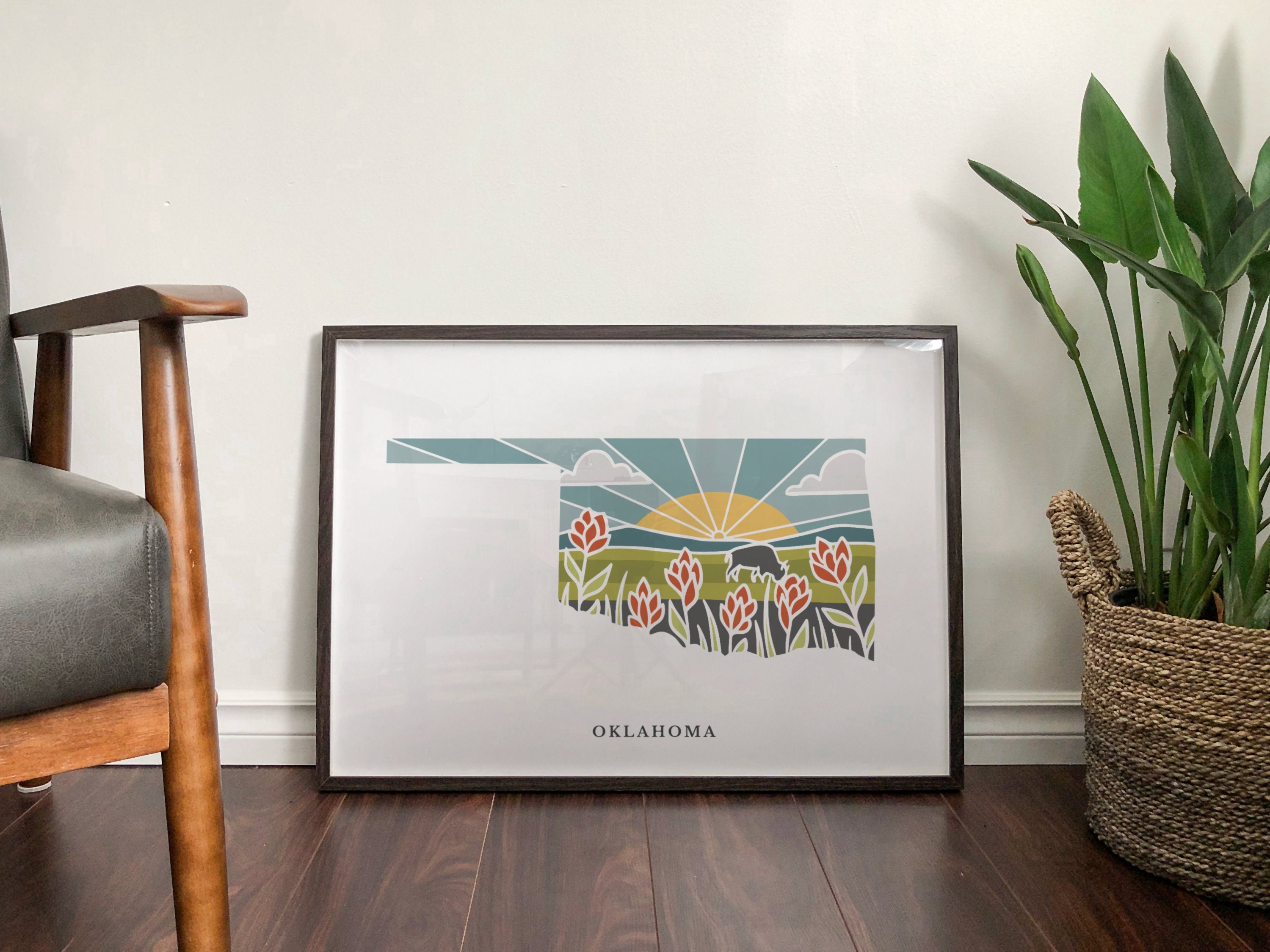 Oklahoma Physical Art Print | State Wall Art | 5x7, 8x10, 11x14, 16x20 Archival Art Print | Oklahoma Illustrated Poster